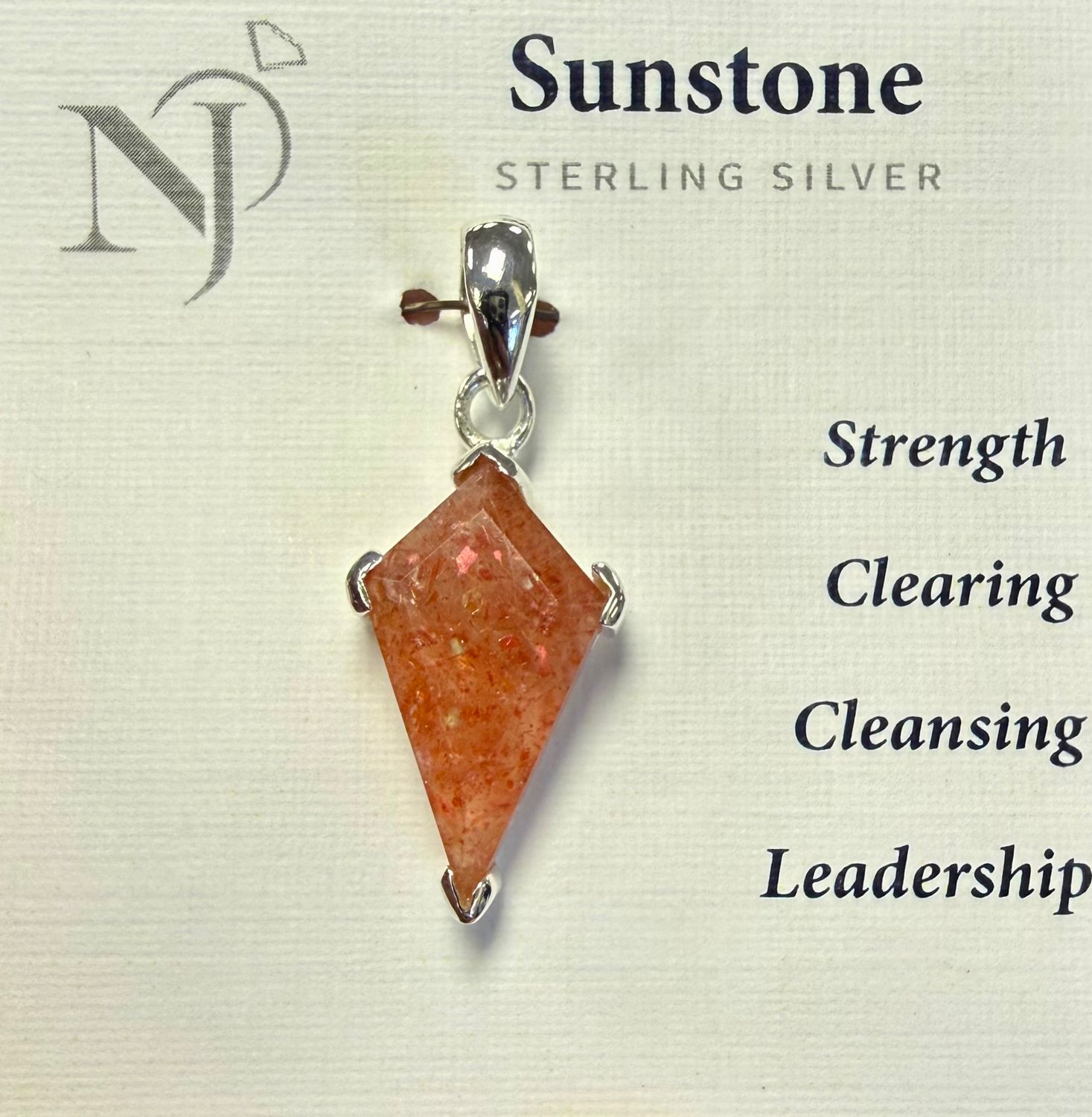 Sunstone Sterling Shield Pendant