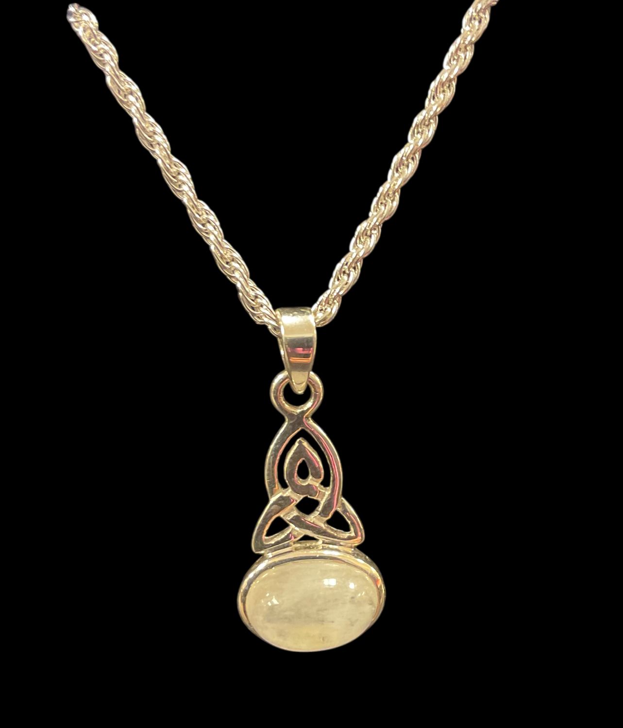 Celtic Trinity Rainbow Moonstone Pendant
