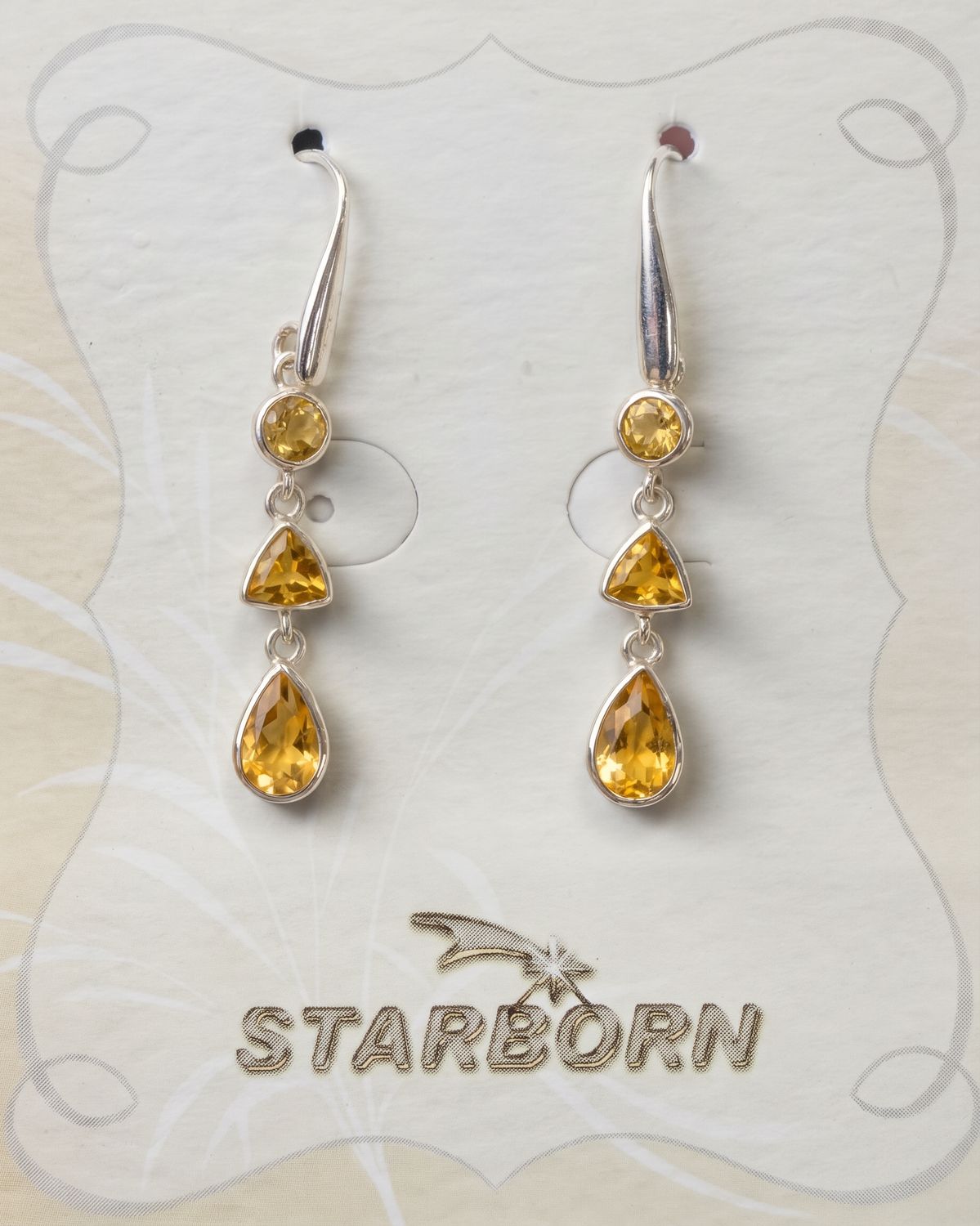 Multi Shapes Citrine Faceted Dangle Earrings