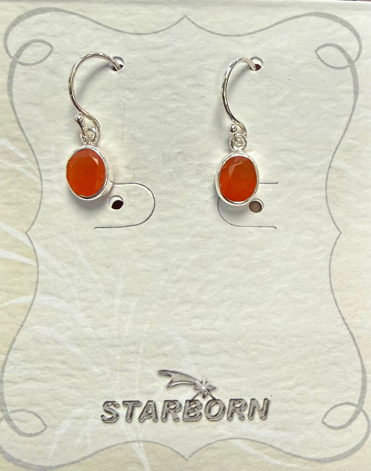 Carnelian Faceted Oval Earrings