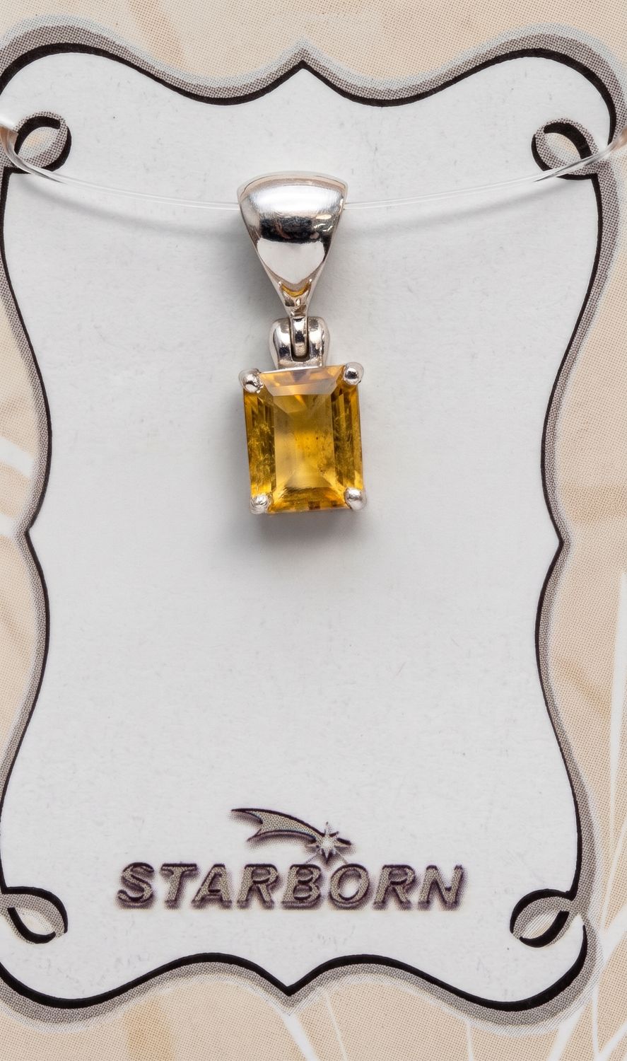 Citrine Square Faceted Pendant