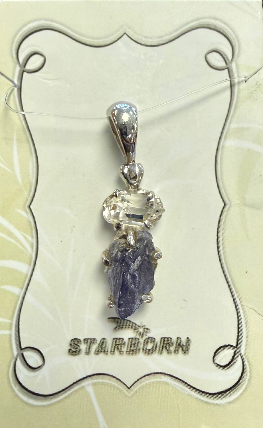 Iolite Herkimer Diamond Pendant