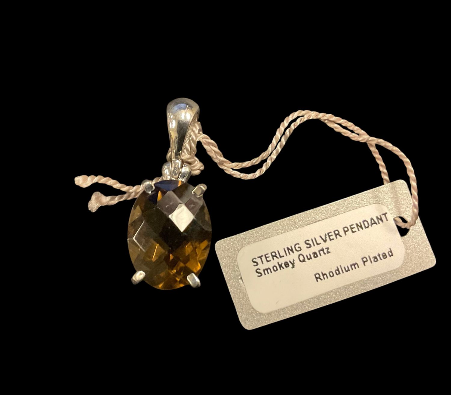 Smoky Quartz Faceted Round Pendant