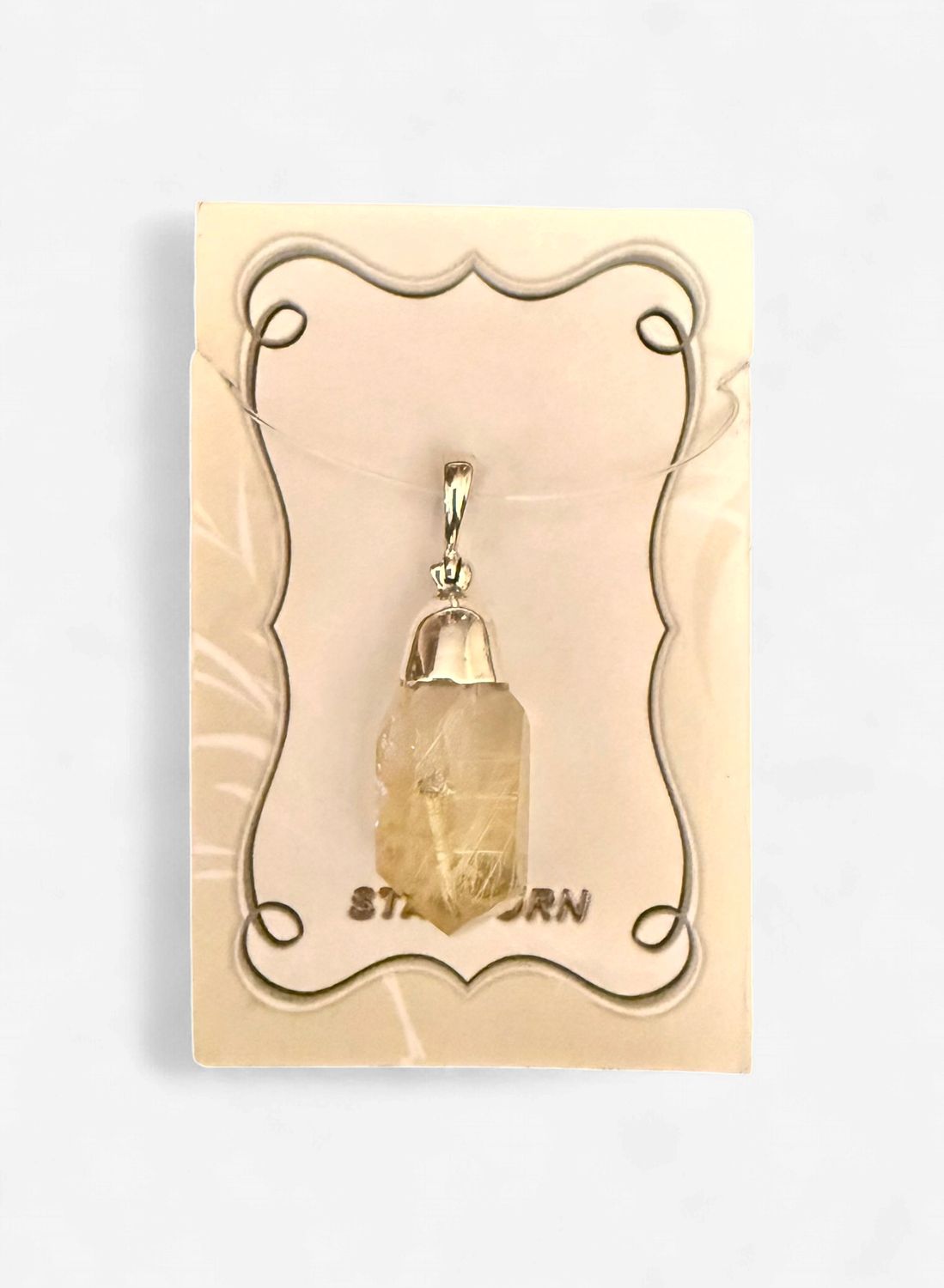 Rutilated Quartz Cut Stone Pendant