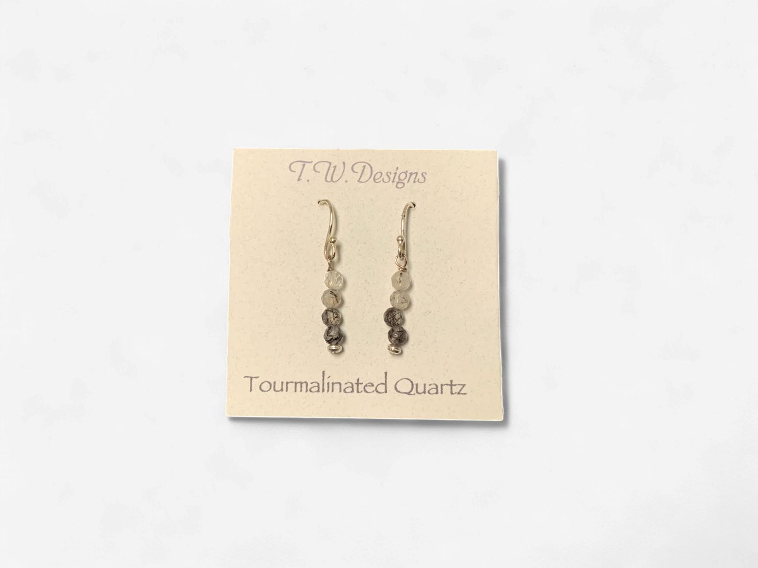 Tourmalinated Quartz Beaded Dangle Earrings
