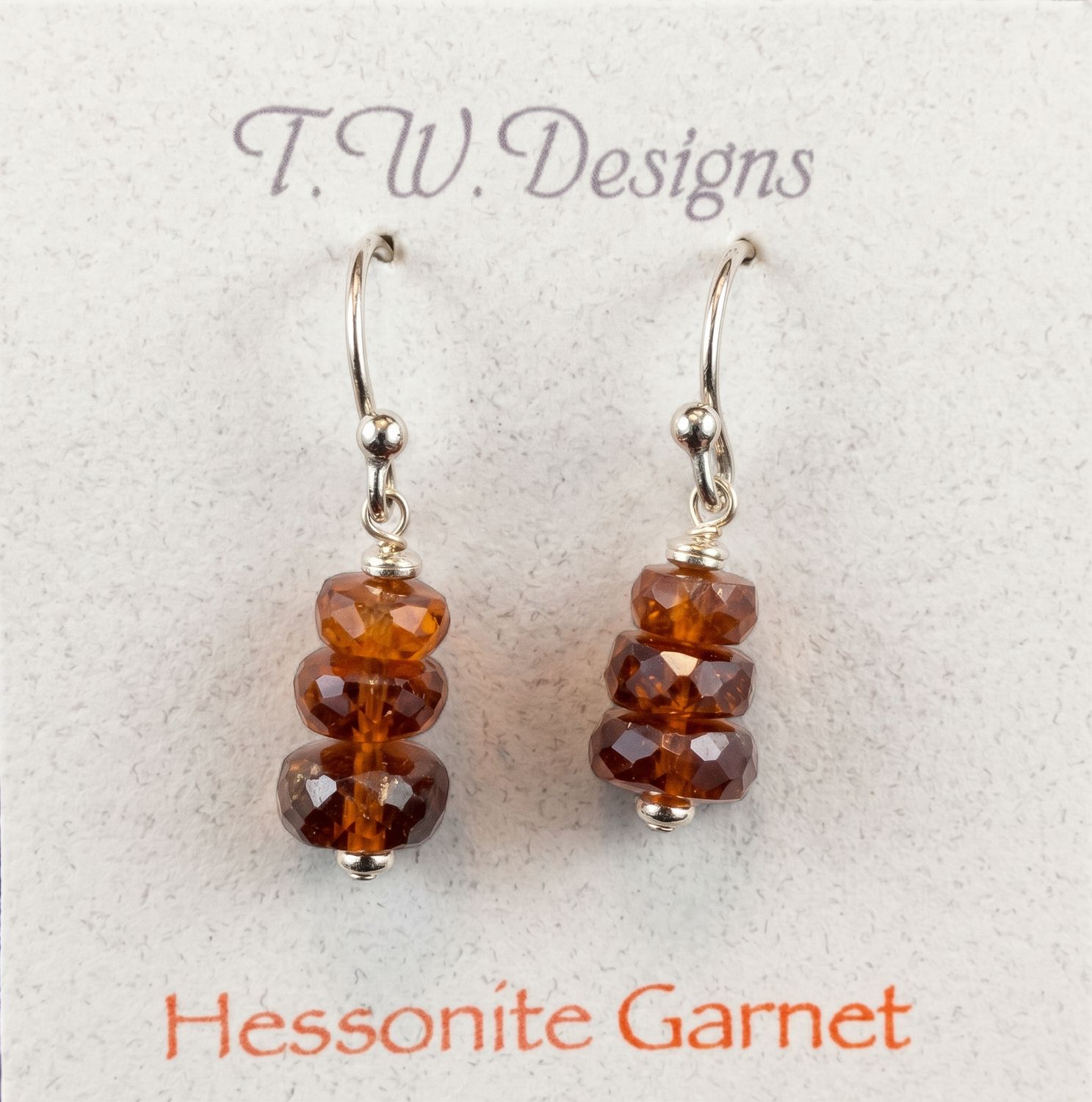 Hessonite Garnet Beaded Dangle Earrings
