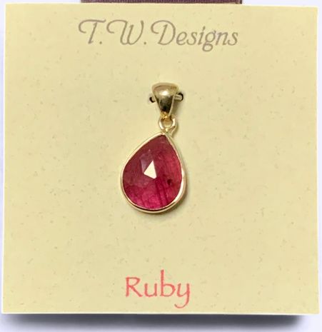 Ruby Faceted Teardrop Pendant