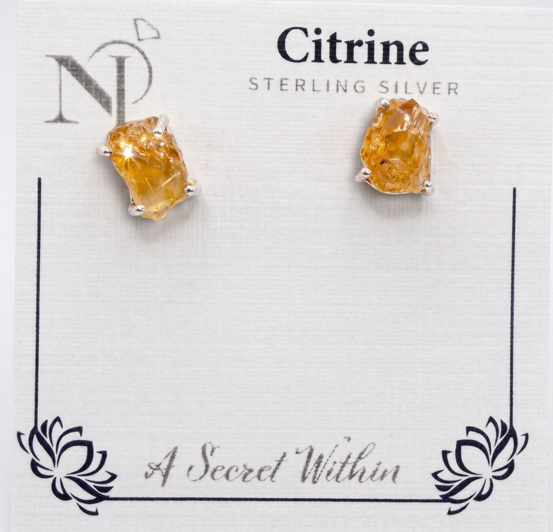 Citrine Raw Stud Earrings