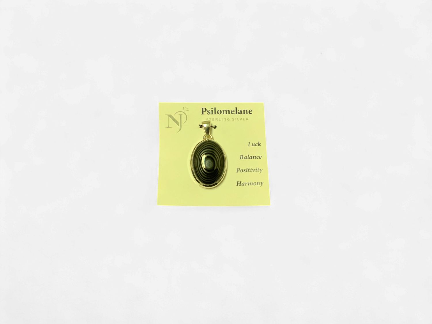 Psilomelane Sterling Oval Pendant