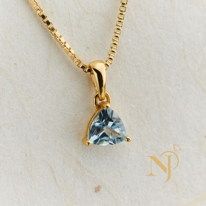 Blue Topaz Faceted Everyday Gold Pendant