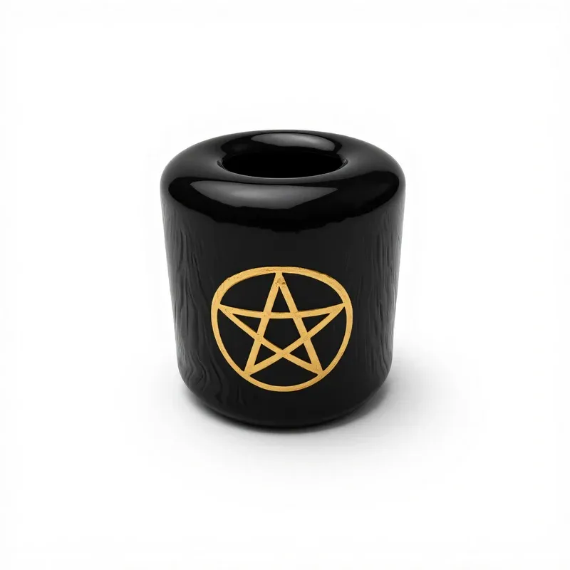Black Gold Pentacle Chime Candle Holder