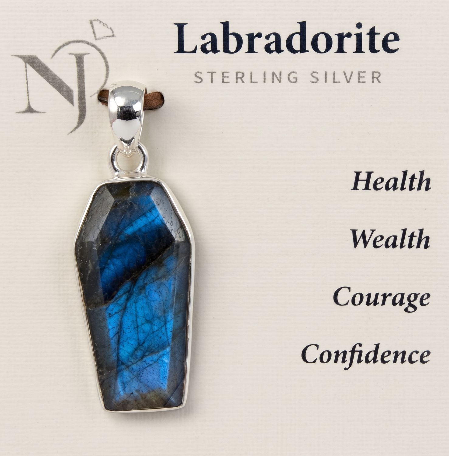 Labradorite Coffin Sterling Pendant