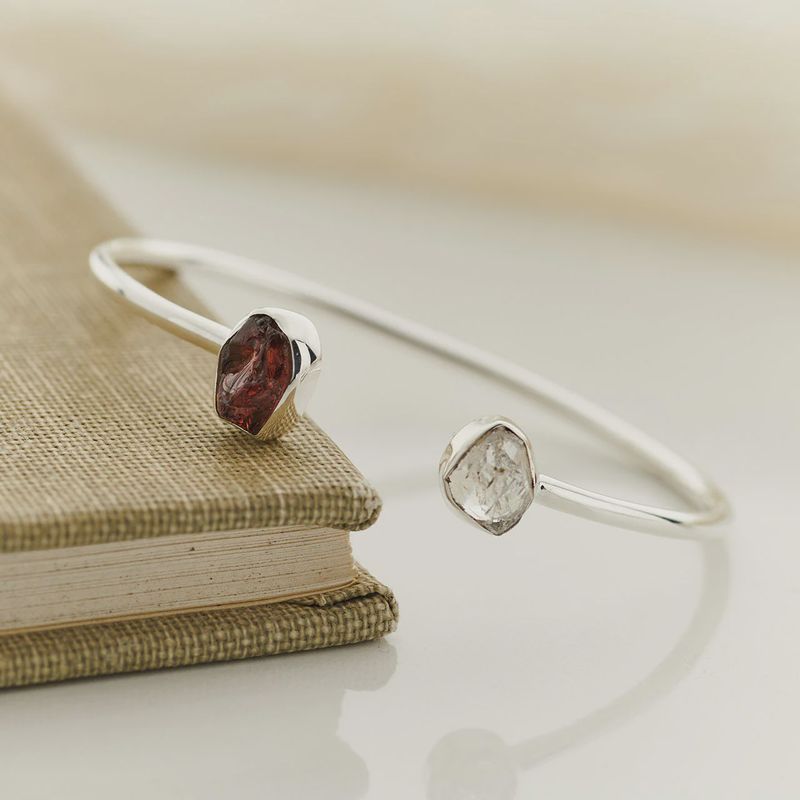 Garnet Herkimer Diamond Sterling Bracelet