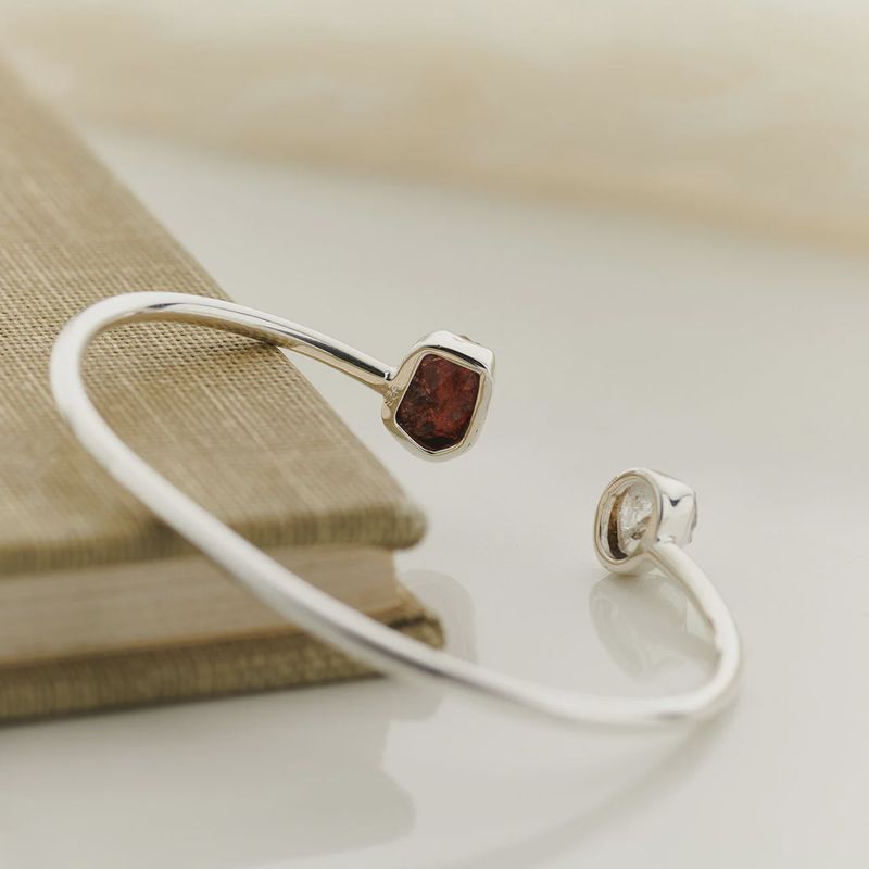 Garnet Herkimer Diamond Sterling Bracelet