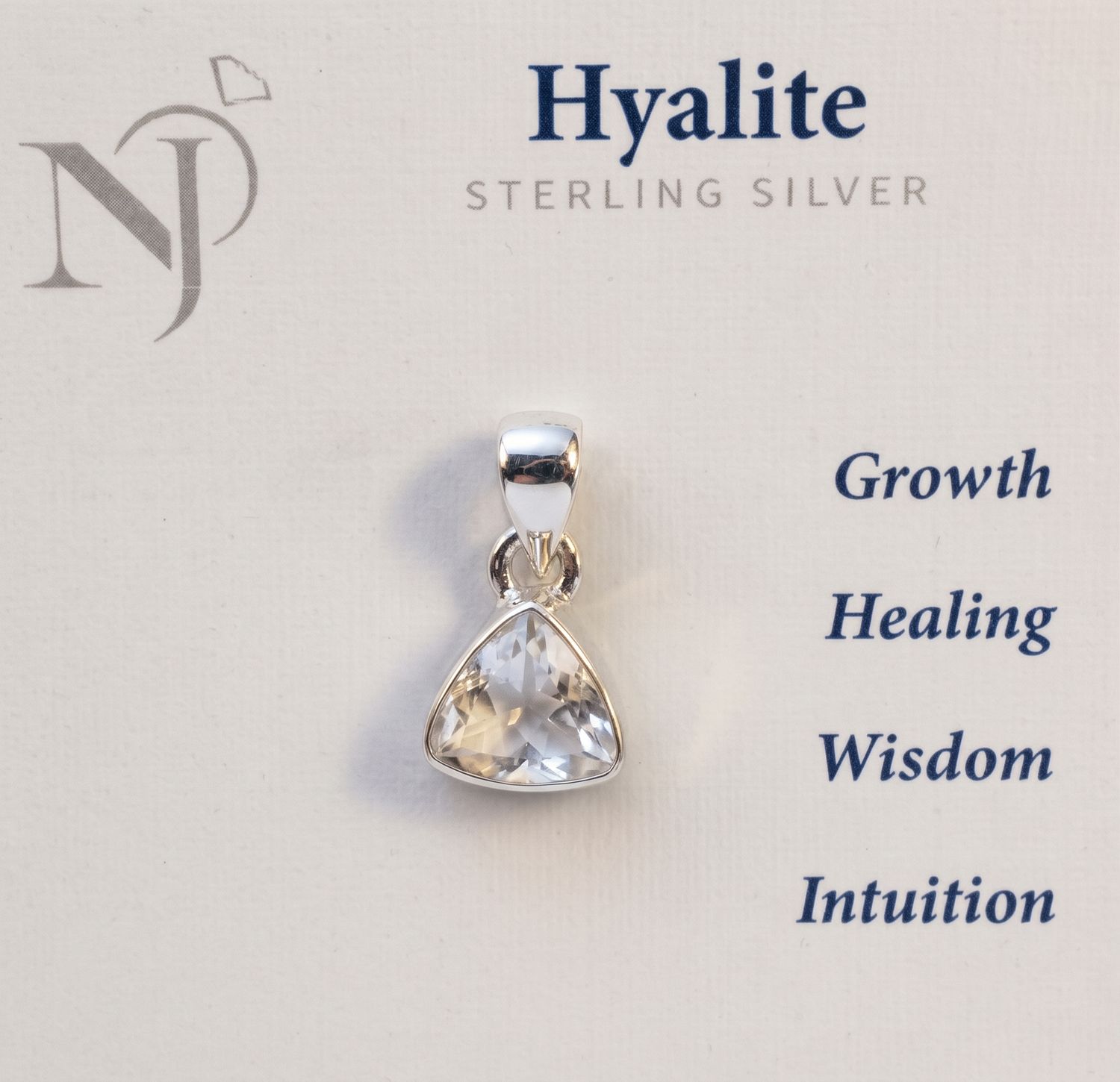 Hyalite Faceted Rounded Triangle Sterling Pendant
