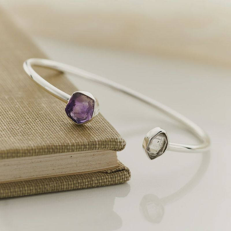 Amethyst Herkimer Diamond Sterling Bracelet