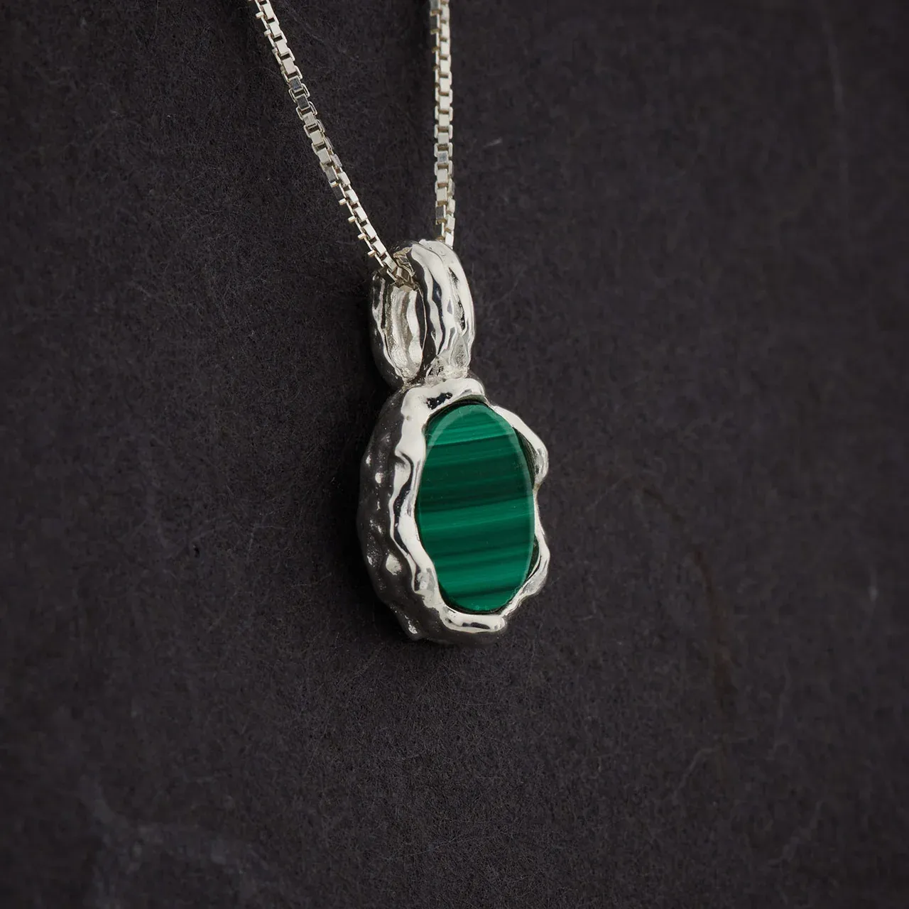 Malachite Small Round Sterling Pendant