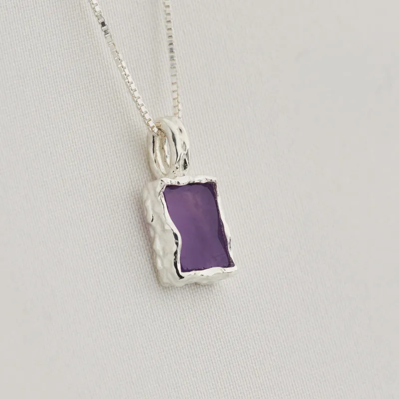 Amethyst Rectangle Sterling Pendant
