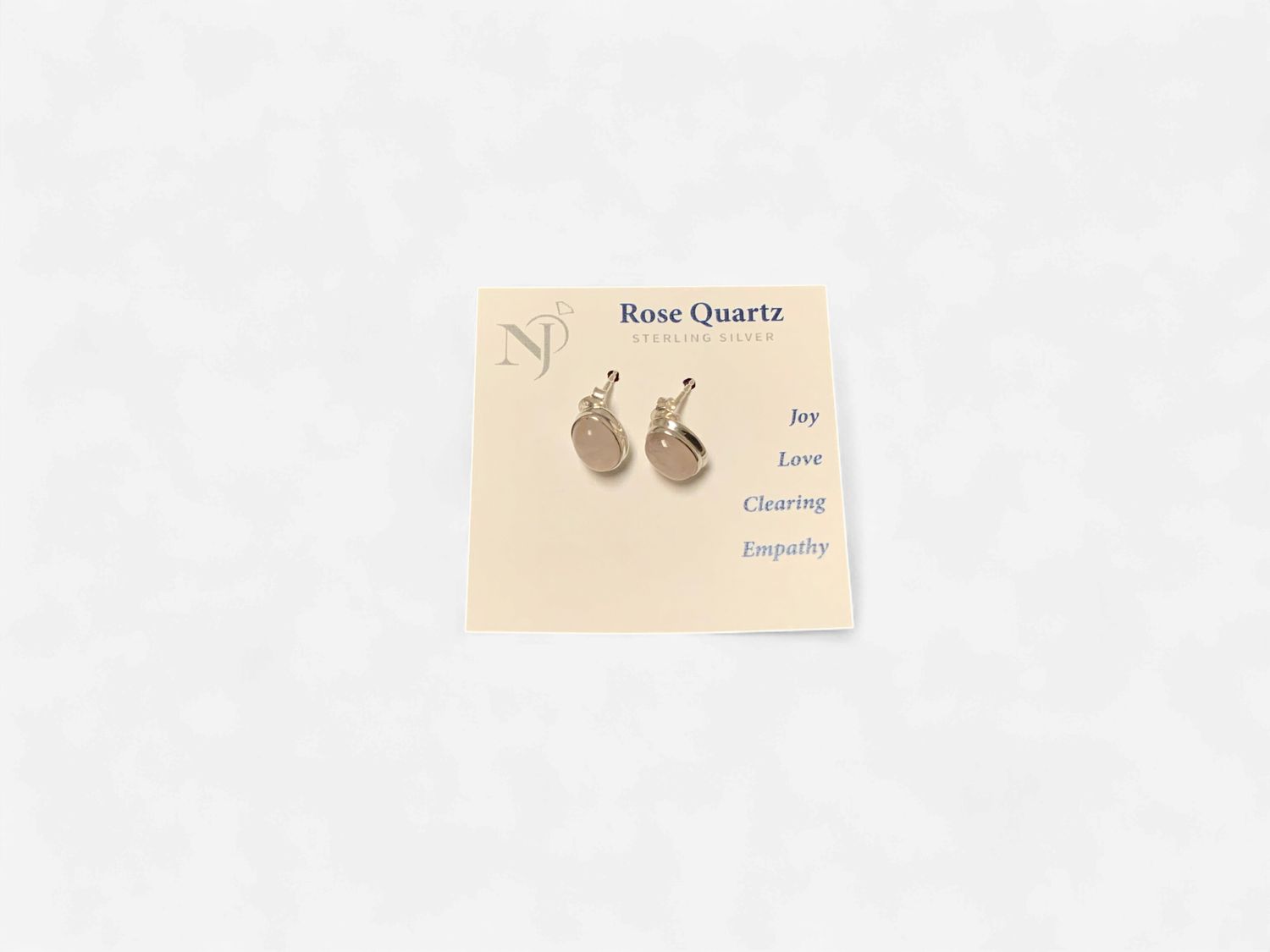 Rose Quartz Oval Sterling Earrings