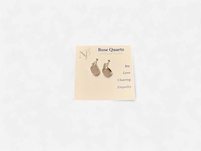 Rose Quartz Oval Sterling Earrings
