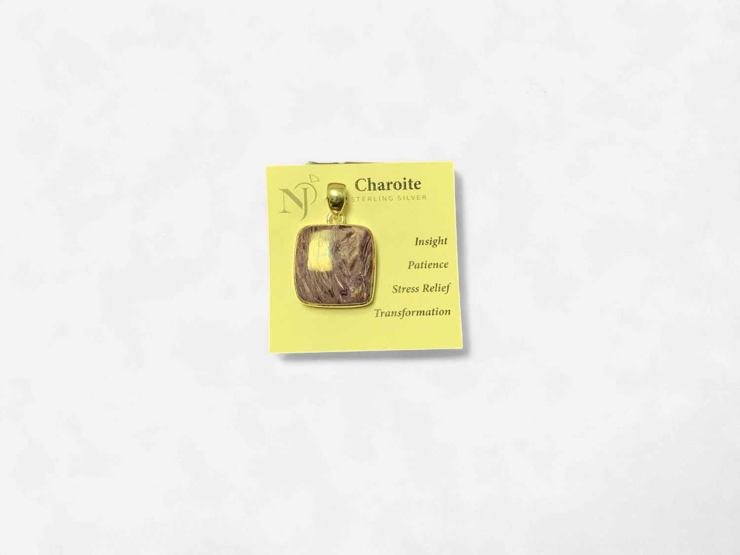 Charoite Rounded Square Sterling Pendant
