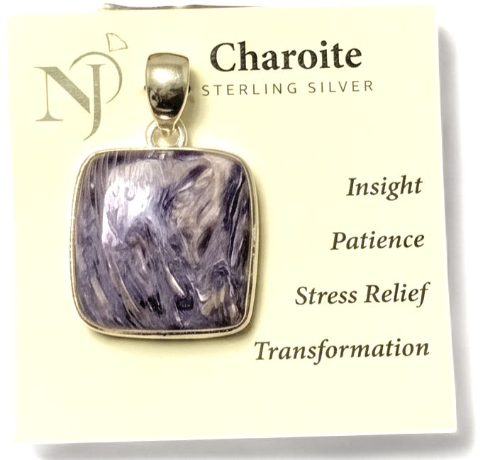 Charoite Rounded Square Sterling Pendant
