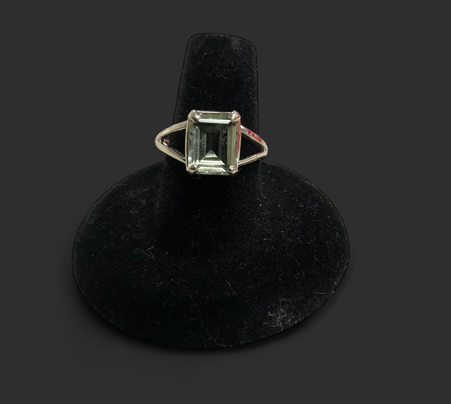 Faceted Square Prasiolite Ring