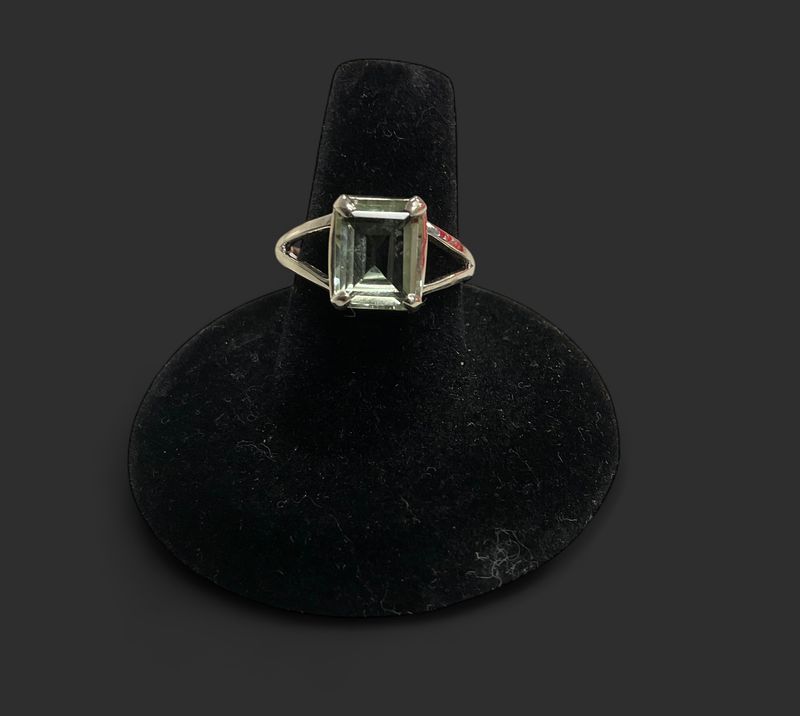Faceted Square Prasiolite Ring