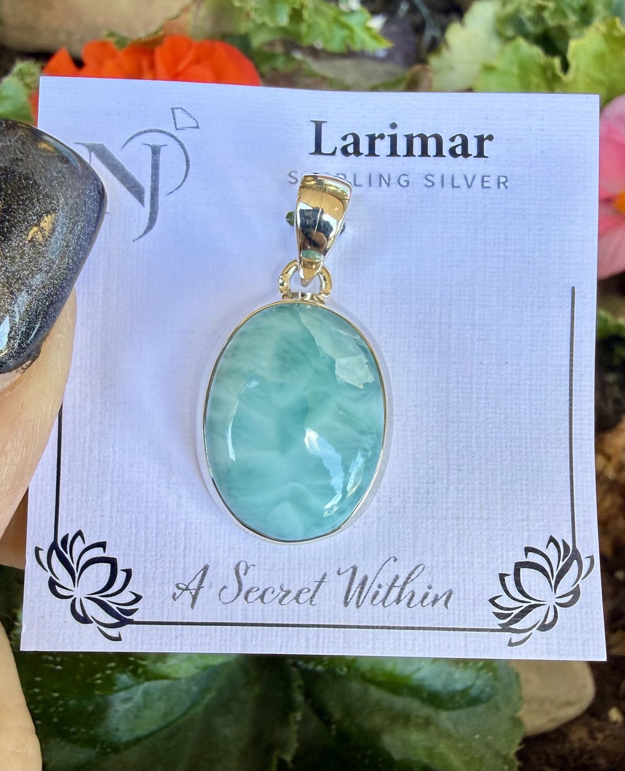 Larimar Rounded Sterling Pendant