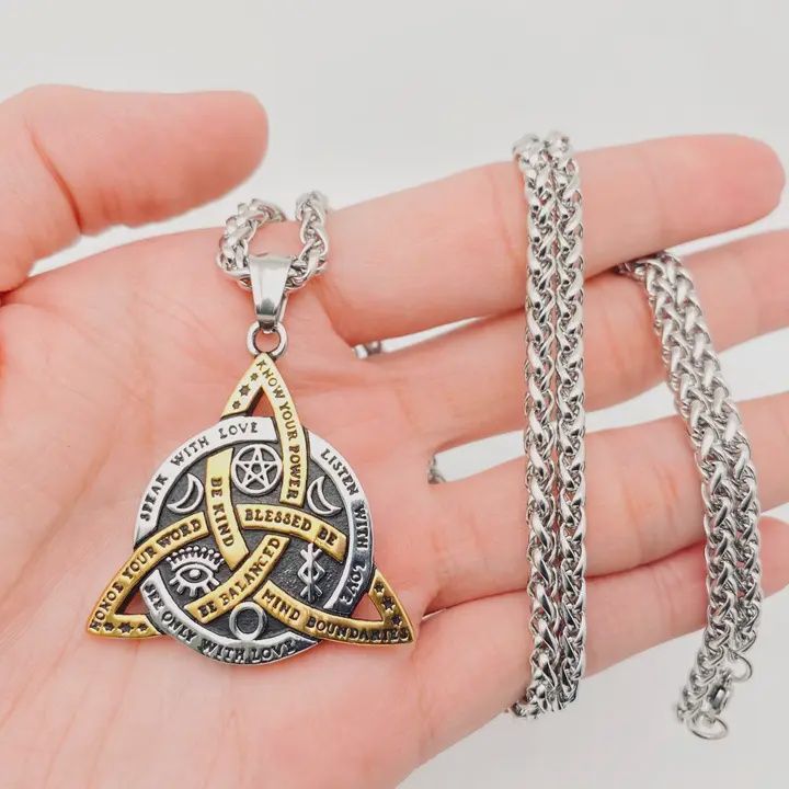 Star and Moon Triquetra Necklace