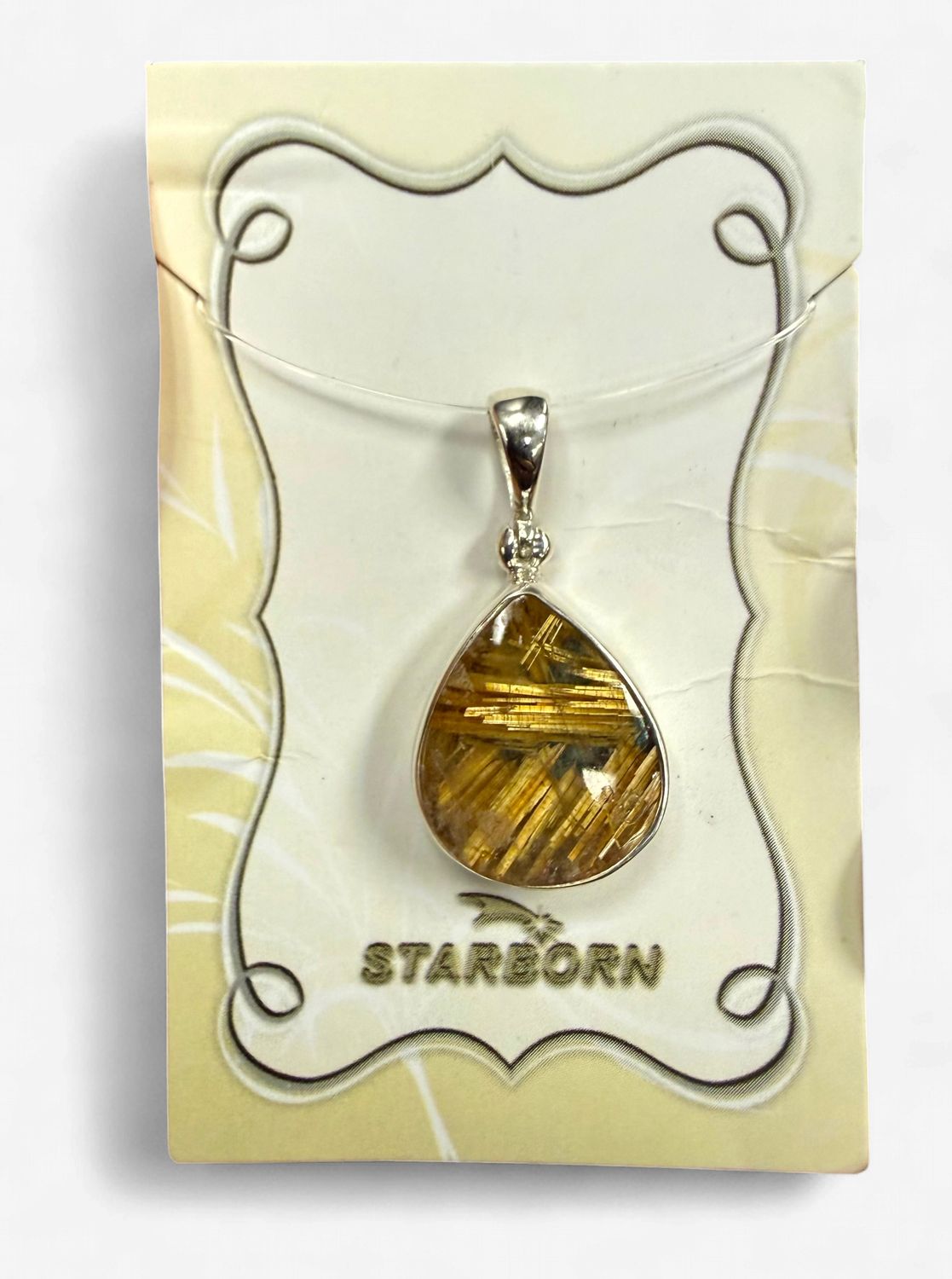 Rutilated Quartz Sterling Drop Pendant