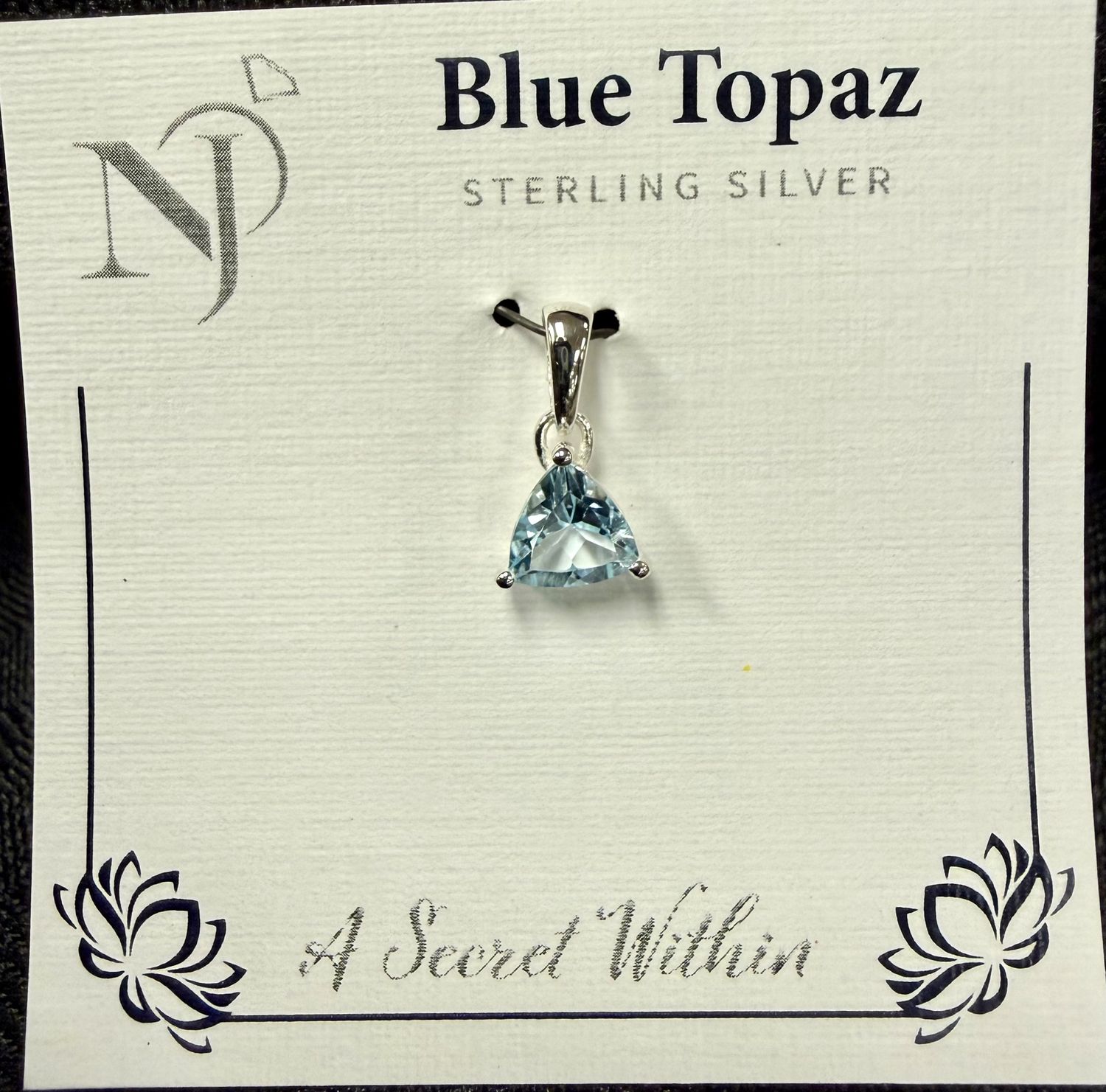 Blue Topaz Faceted Sterling  Pendant