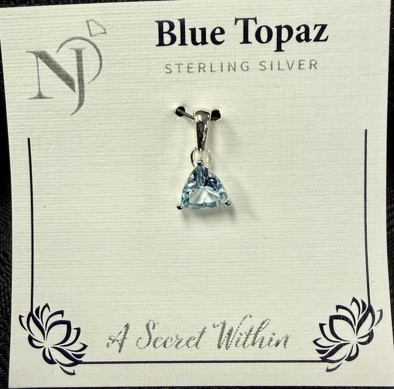 Blue Topaz Faceted Sterling  Pendant