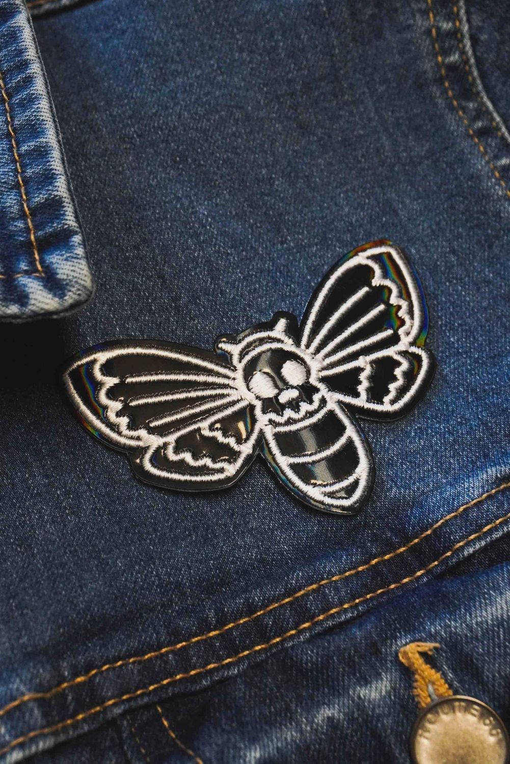 Cute Deathhead Moth iron On Patch
