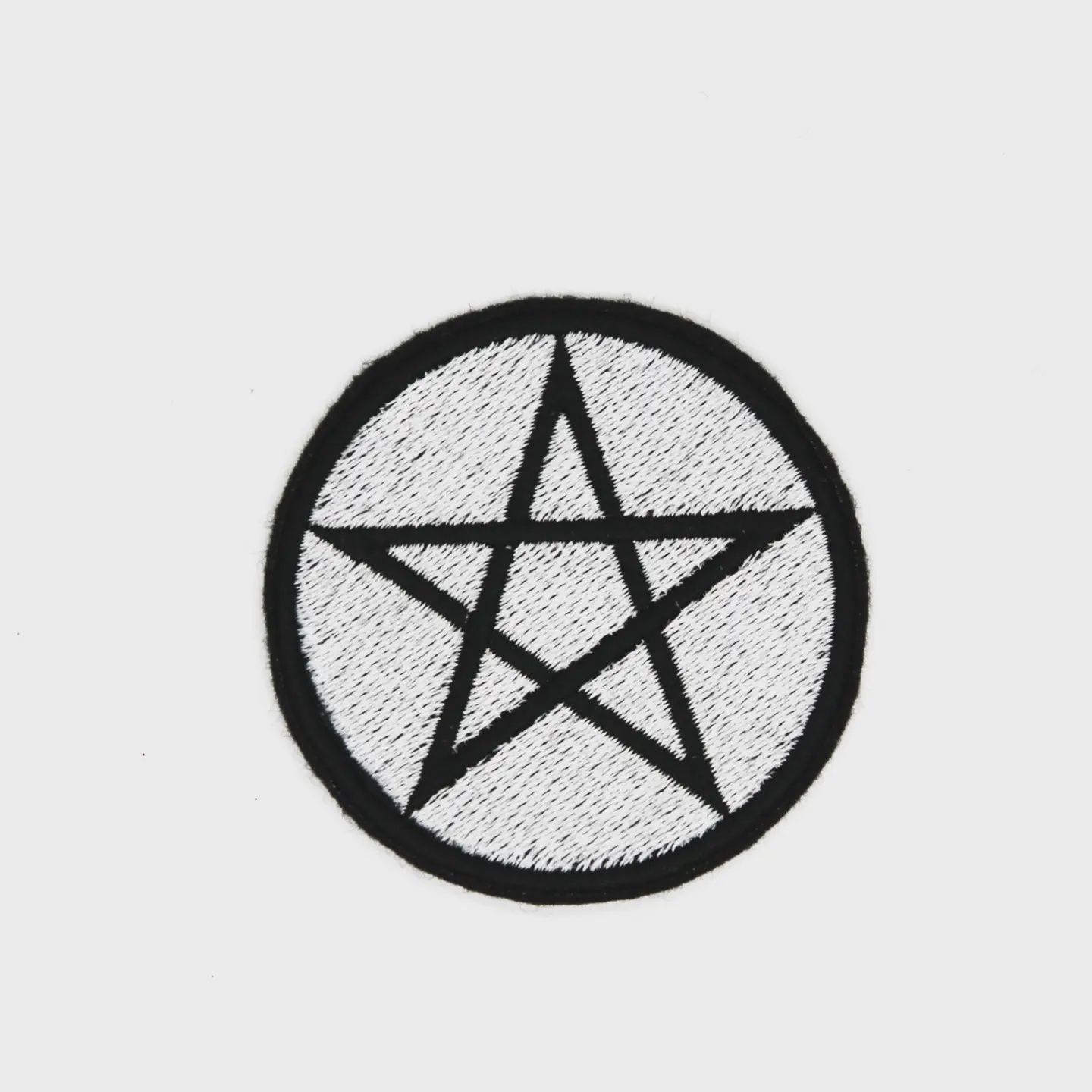 Silver Pentacle Iron On Patch