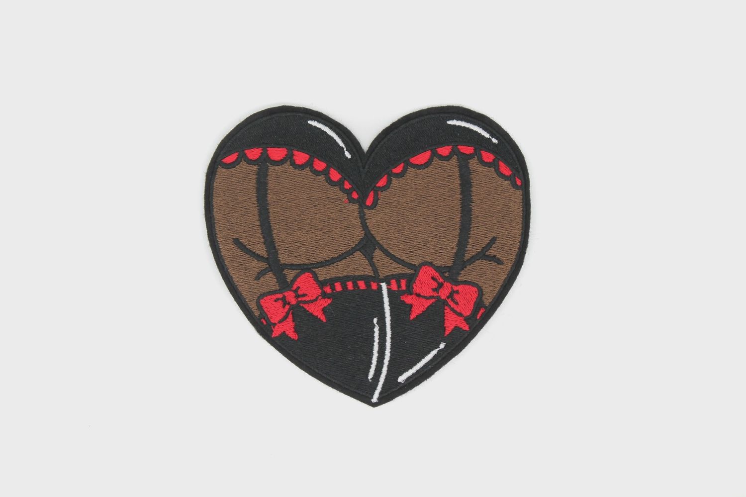 Gothic Heart Butt Iron On Patch, Colour: dark brown