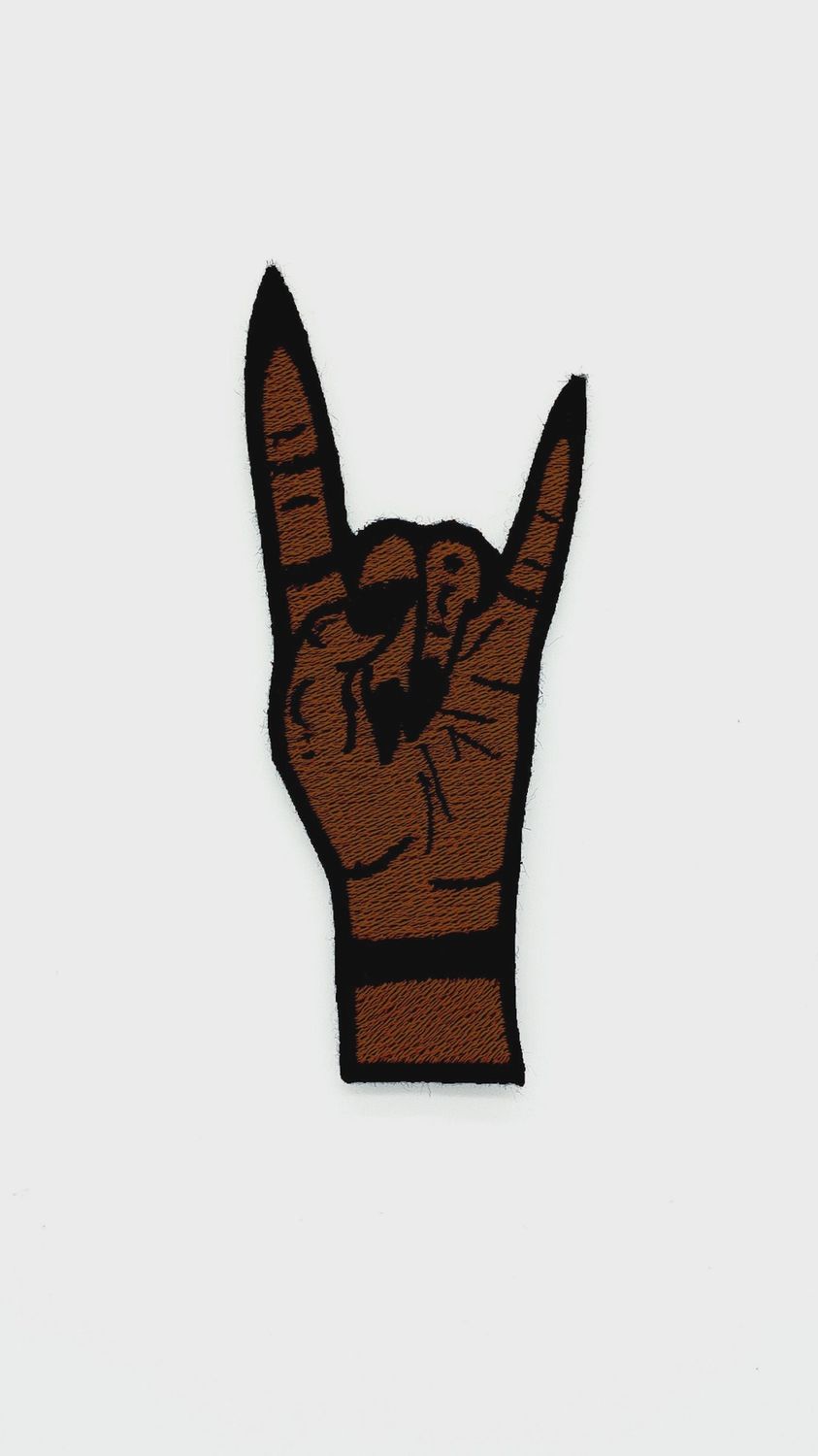 Metal Witch Hand Iron On Patch, Colour: dark brown