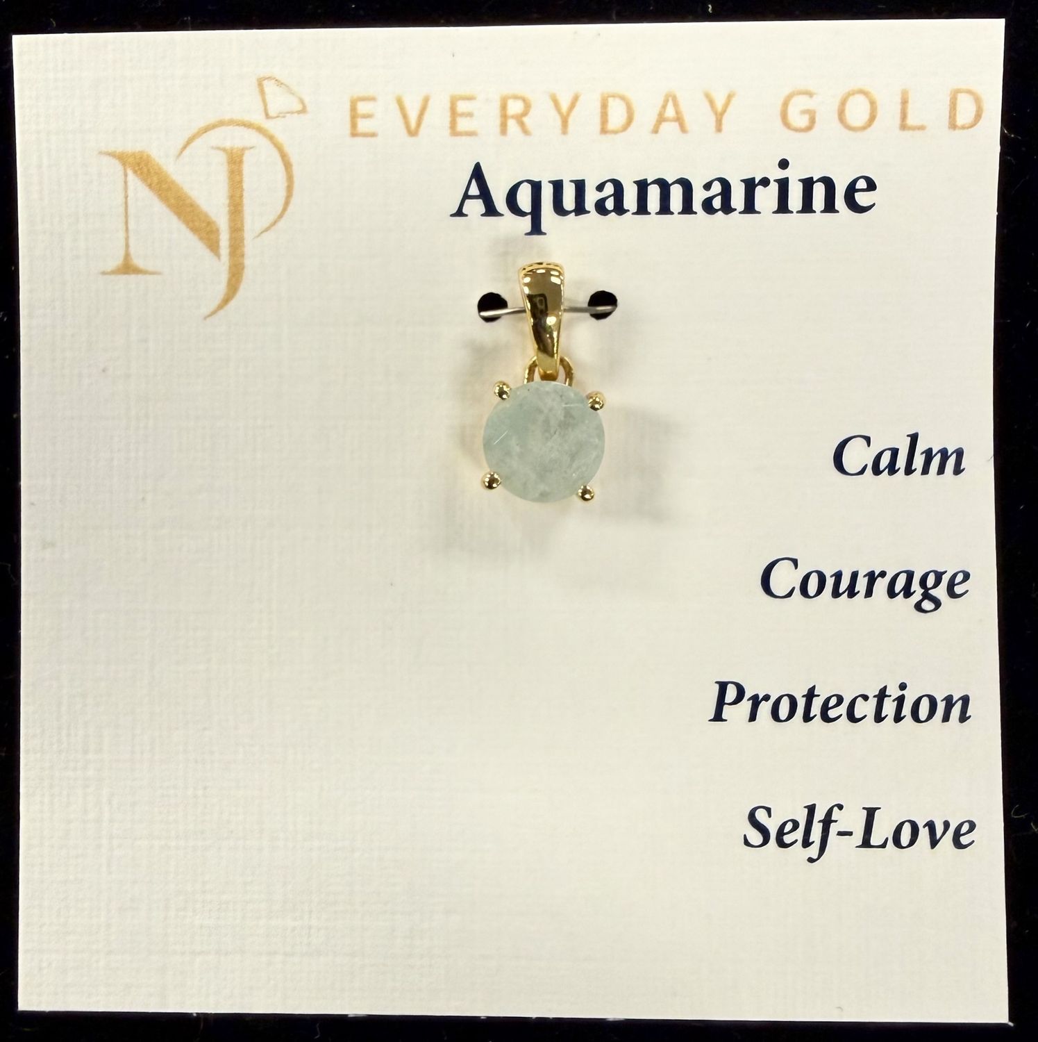 Small Aquamarine Faceted Everyday Gold Pendant