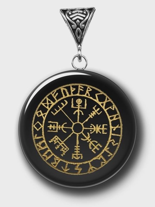 Vegvisir Obsidian Pendant