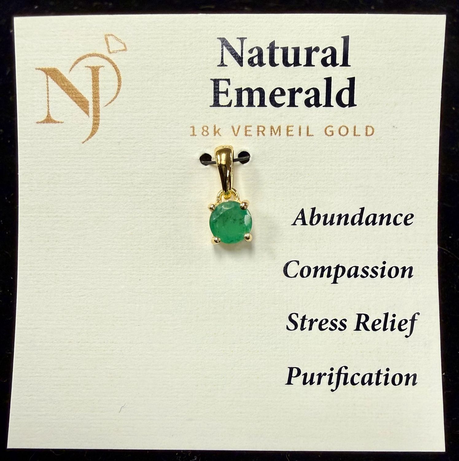Faceted Emerald Vermeil Gold Pendant, design: faceted round