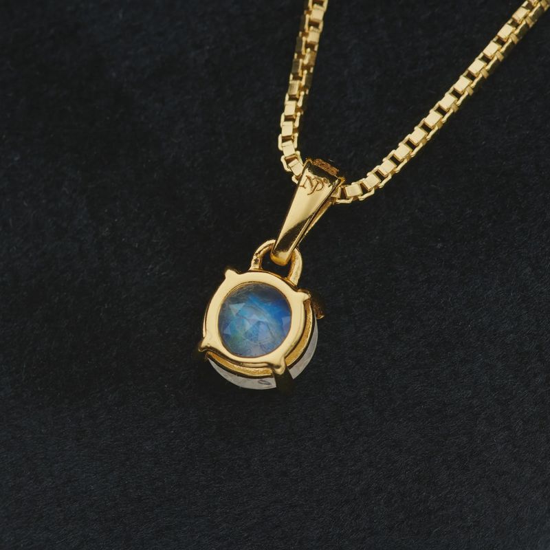 Blue Fire Rainbow Moonstone Vermeil Gold