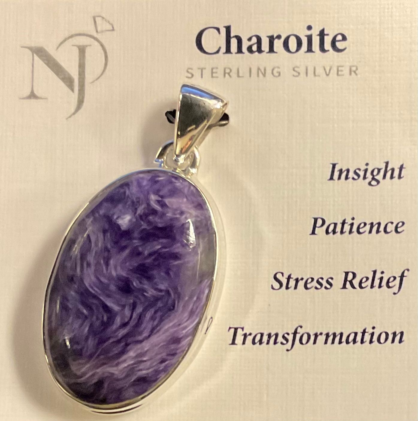 Charoite Oval Sterling Pendant