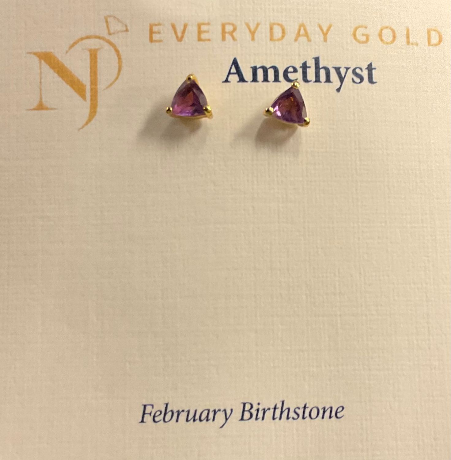 Amethyst Triangle Stud Everyday Gold Earrings