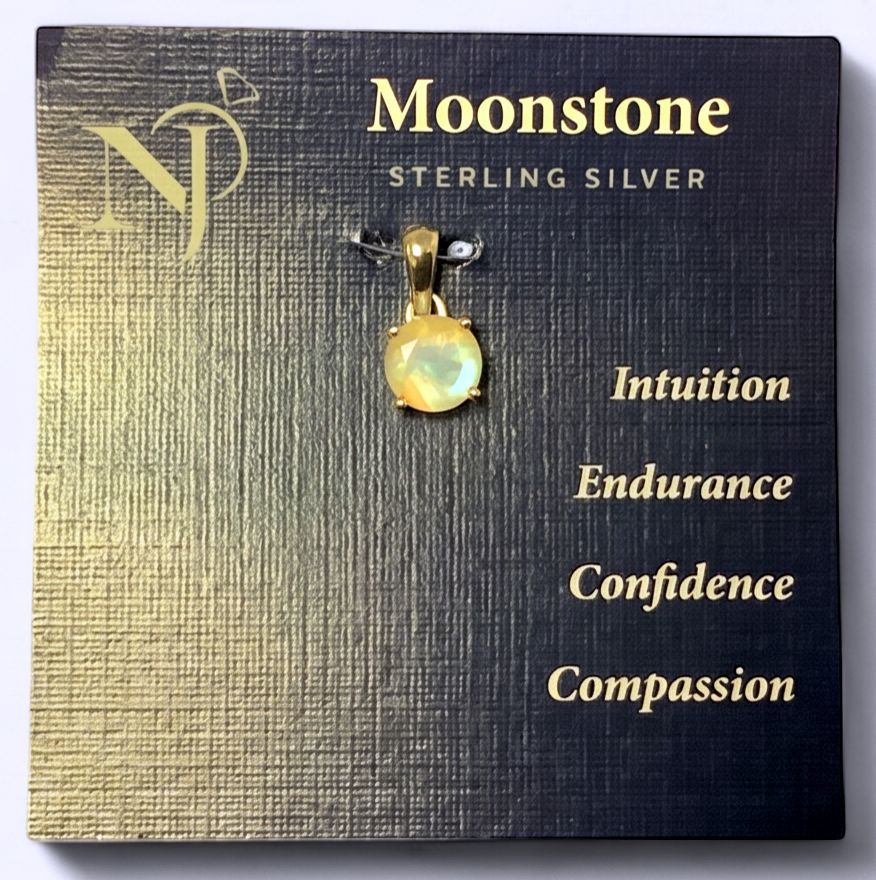 Moonstone Round Faceted Sterling Pendant