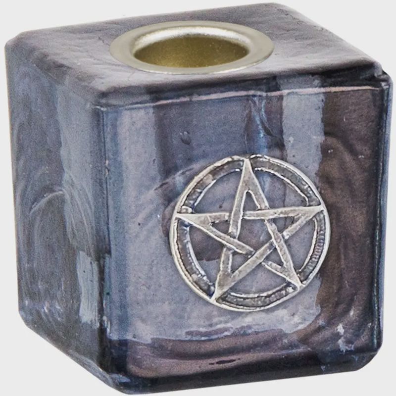 Black Glass Pentacle Mini Chime Holder