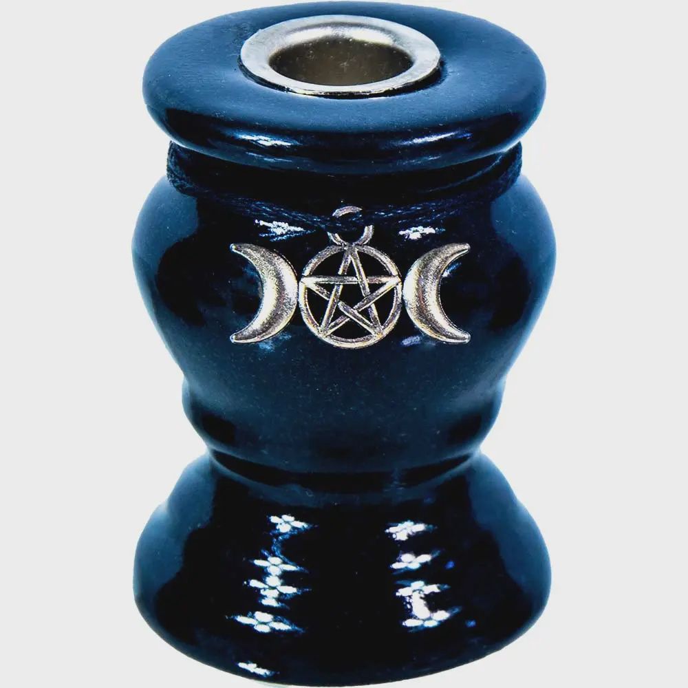 Black Ceramic Triple Moon Chime Holder