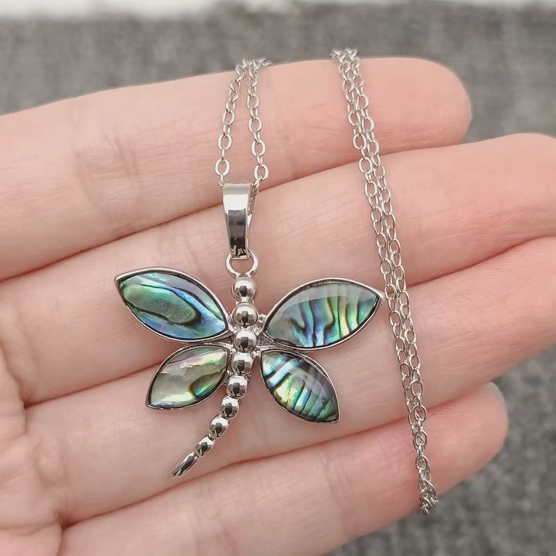 Abalone Dragonfly Necklace