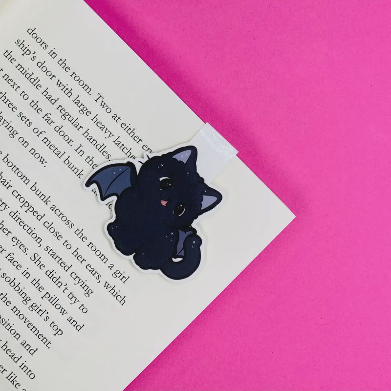 Black Cat Bat Magnetic Bookmark