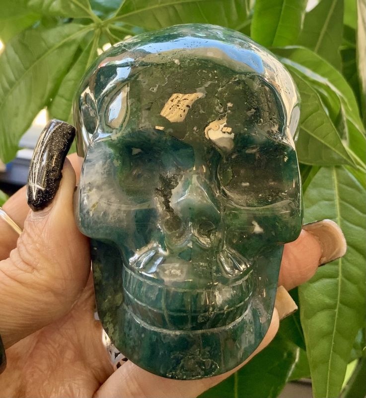 Moss Agate Skull