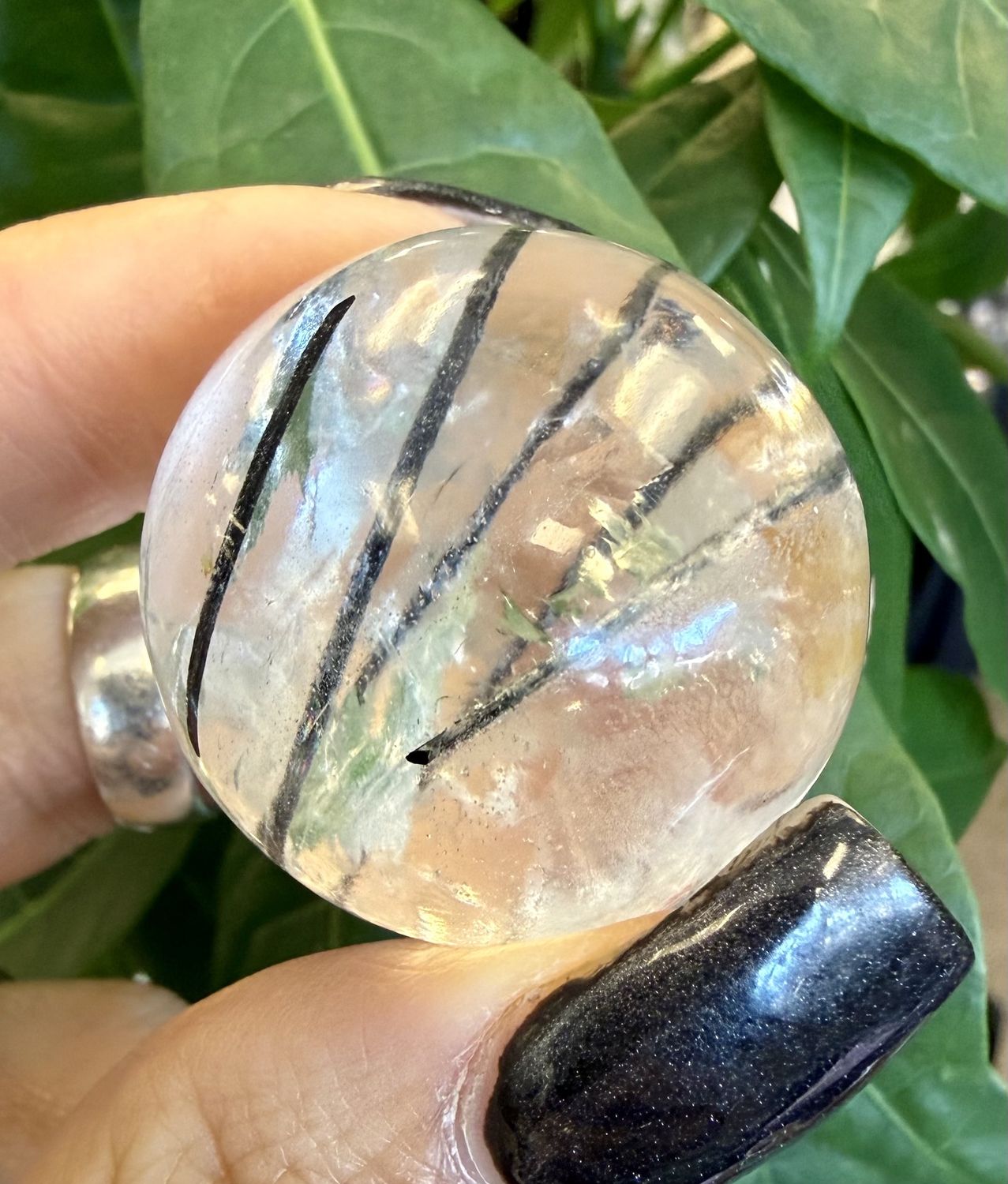 Tourmalinated Quartz Sphere